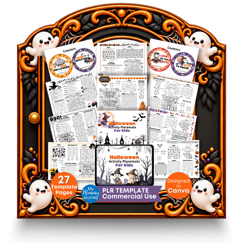 Halloween Activity Placemats for Kids PLR Template